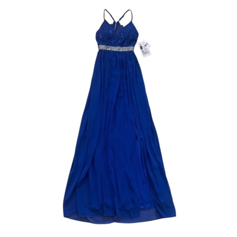 Honey and Rosie Vibrant Blue Dress With Beads and Sequins
